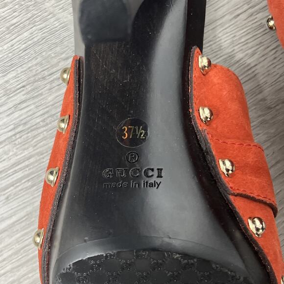 Auth Gucci Platform Horsebit Open-Toe Mules Sandals Orange Size EUR 37.5 - Picture 5 of 5